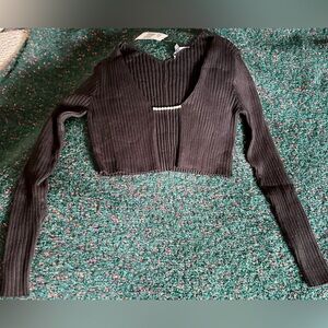 ‼️RARE‼️🎸FORE🎸🔥NWT🔥Rhinestone Rib Knit Cropped Sweater—S